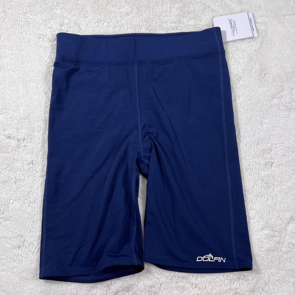 Dolfin Aquashape Womens Swim Shorts Navy Blue Athletic Jammer 361JA Size S NEW